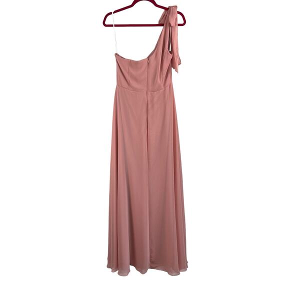 After Six Desert Rose Draped One Shoulder Maxi Dress Gown Scarf Bow 12/Med NWT - Picture 4 of 14